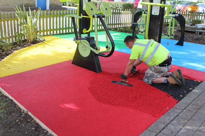 Cover voor kinderspeelplaatsen van rubber kruimels: functies en installatie