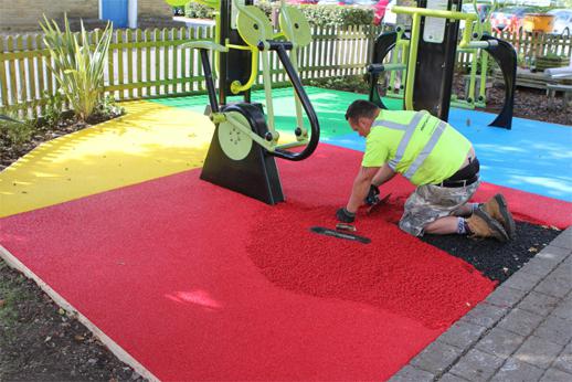 naadloze coating van rubberchips