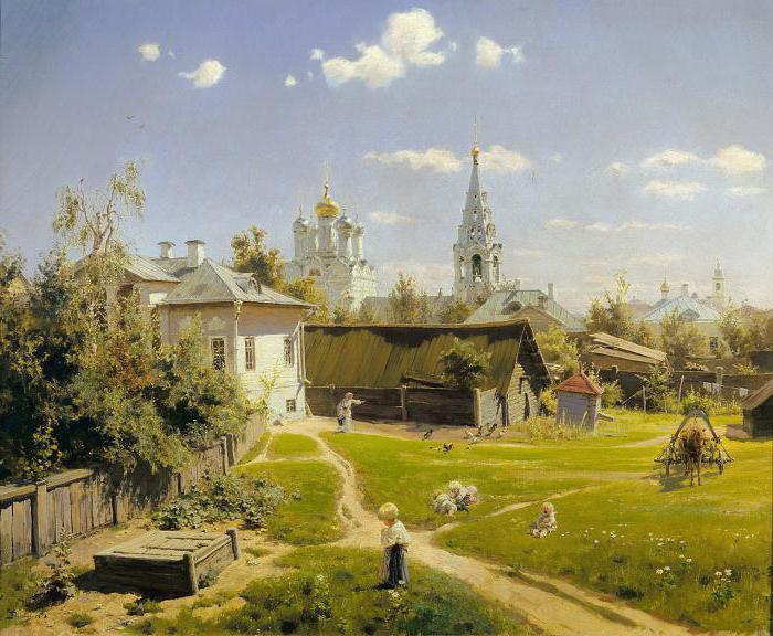 Schilderij door V. D. Polenov "Moscow Courtyard". Is het Moskou?