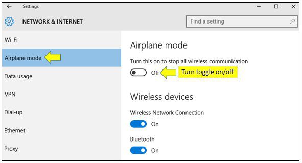 Hoe schakel ik de vliegtuigmodus (Windows 10) uit? Het aanpakken