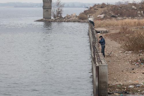 Vissen in de winter in Saratov